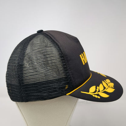 Hawaii Intercontinental Corp Black Trucker Hat Laurel Yellow One Size Snapback