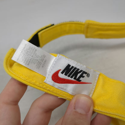 Nike Visor Yellow Swoosh Strapback Golf Athletic Sun Sport Hat Vintage