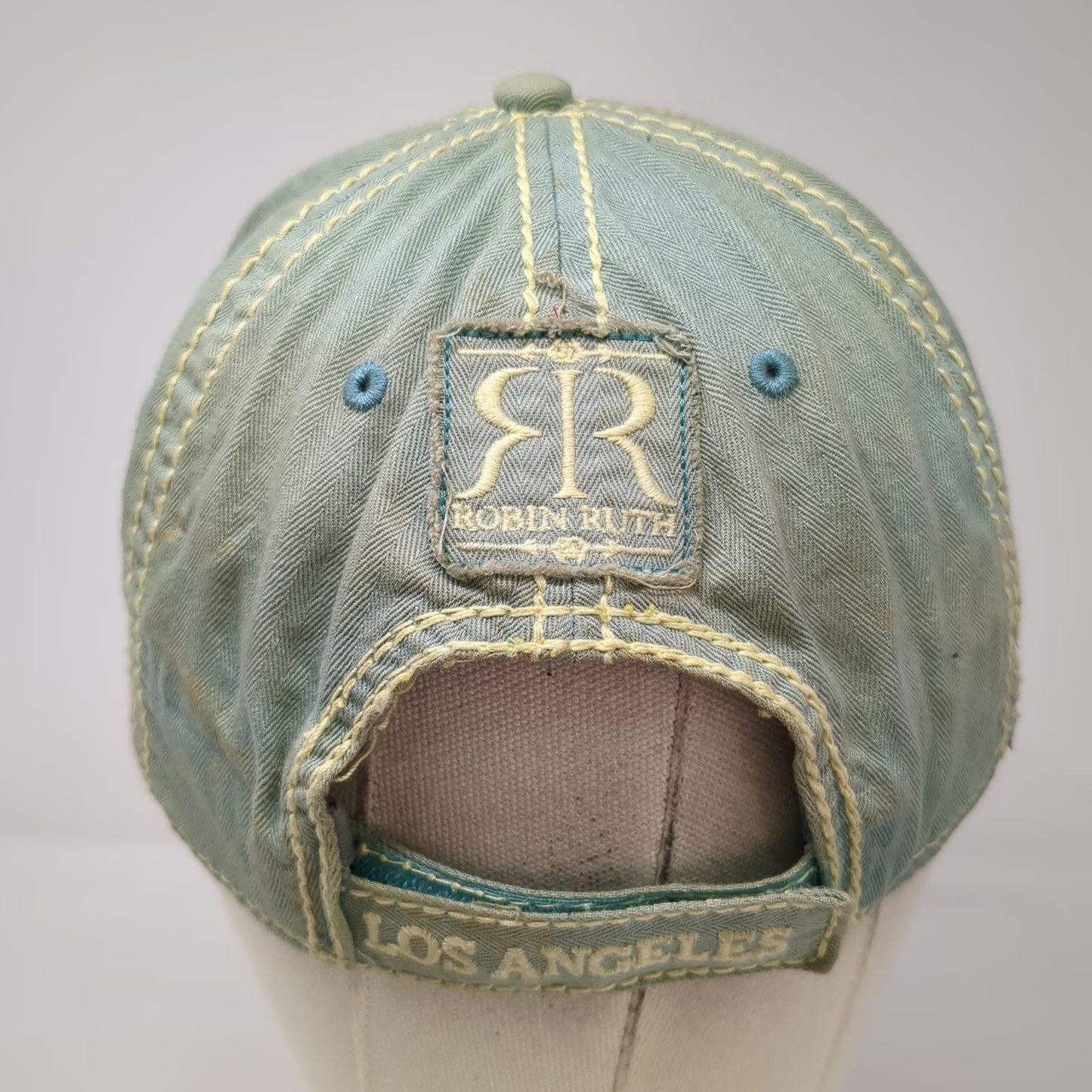 Robin Ruth Green One Size Baseball Cap Rhinestone LA Los Angeles Cotton Hat