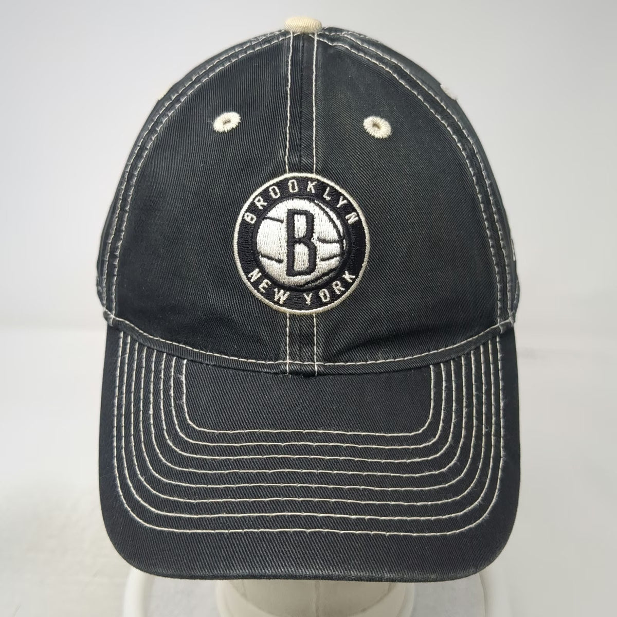 Brooklyn Nets NBA Adidas Cap Black One Size Hat Slideback Contrast Stitching