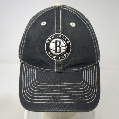 Brooklyn Nets NBA Adidas Cap Black One Size Hat Slideback Contrast Stitching