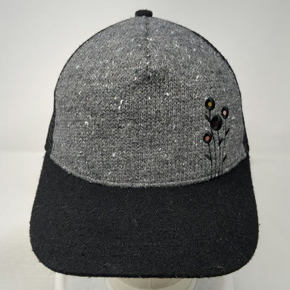 Pistil Trucker Hat Black One Size Floral Embroidery Wool Blend Mesh Snapback
