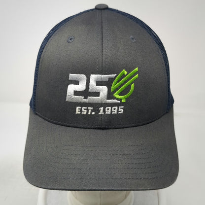 Yupoong Trucker Hat Gray Blue One Size Mesh Snapback AgQuest 25th Anniversary