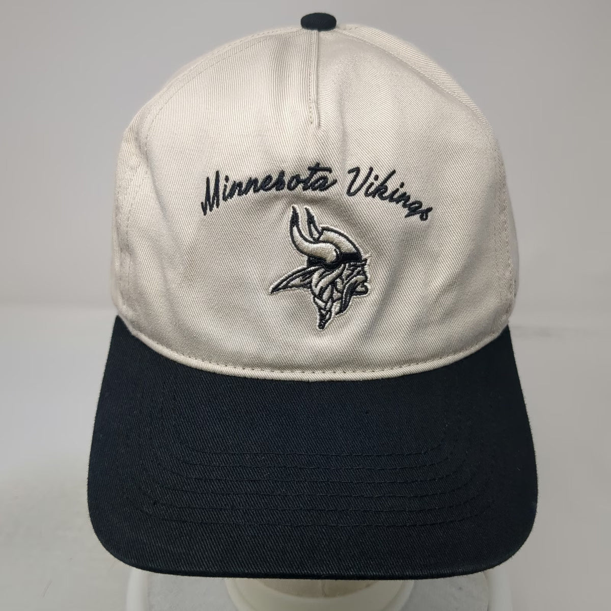 Minnesota Vikings NFL '47 5 Panel Beige Black One Size Snapback Hat Script Logo
