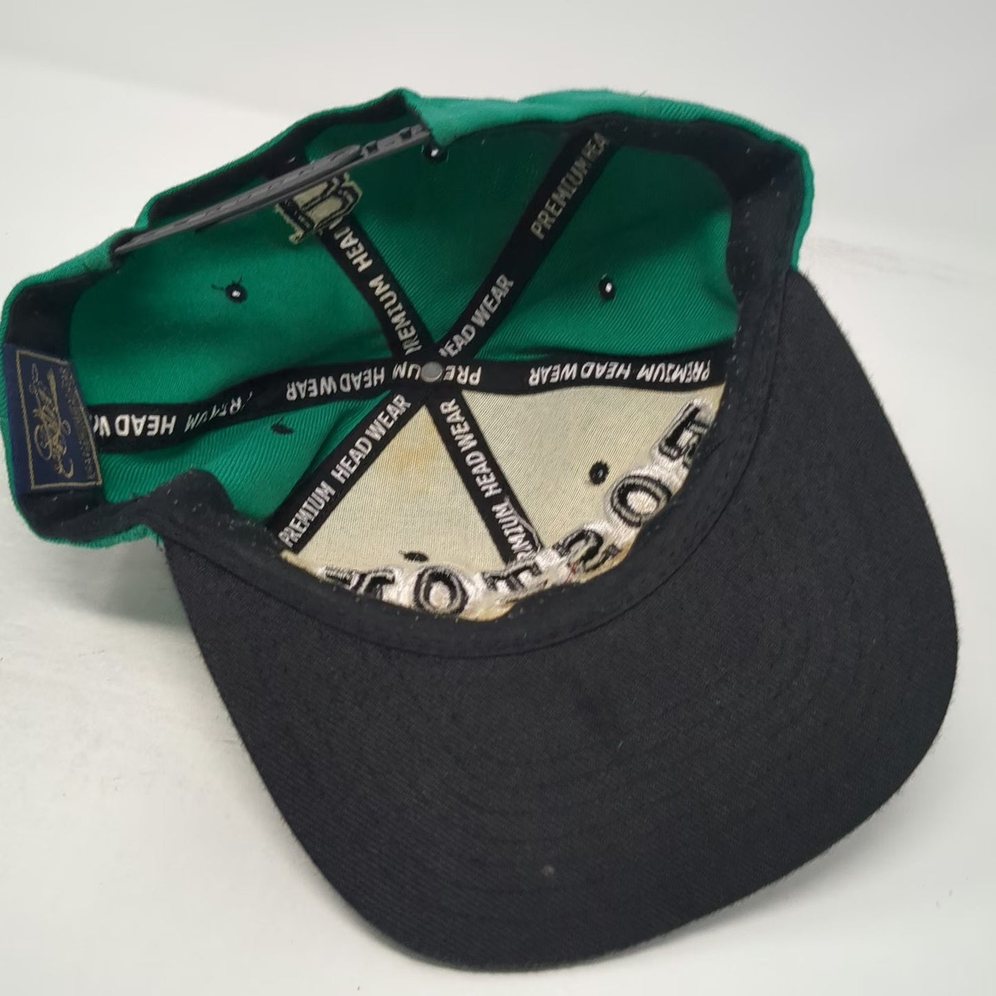 Premium Headwear Snapback Green Black White One Size Hat Boston B Logo Flat Bill