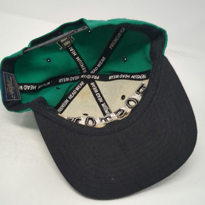 Premium Headwear Snapback Green Black White One Size Hat Boston B Logo Flat Bill