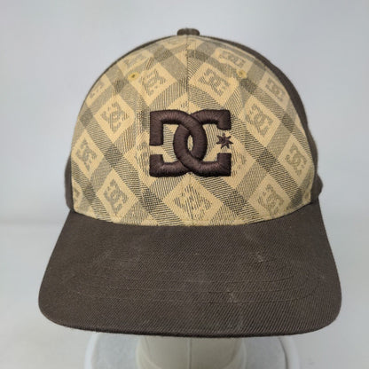 DC Shoes Fitted Hat Brown S-M Flexfit Embroidered Logo Colorblock 6 Panel