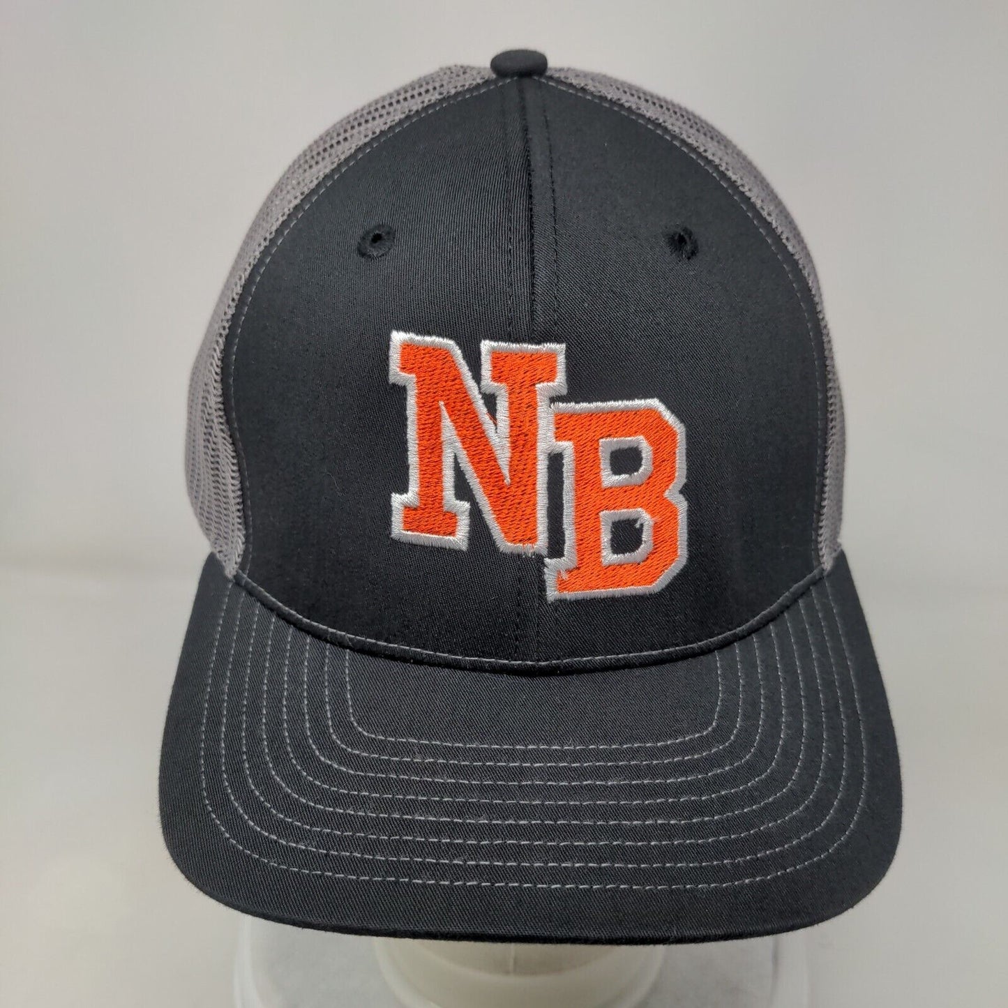 NB Snapback Mesh Back Trucker Hat Black One Size Embroidered Colorblock