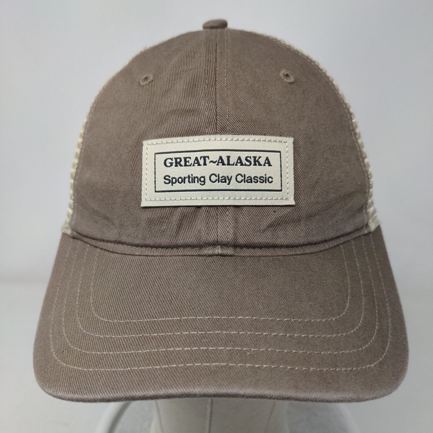 Great Alaska Sporting Clay Classic Snapback Trucker Hat Tan M/L Mesh Back
