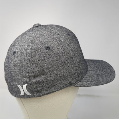 Hurley Baseball Cap Gray M Flexfit Logo Curved Brim Fitted Hat Stretch Sporty