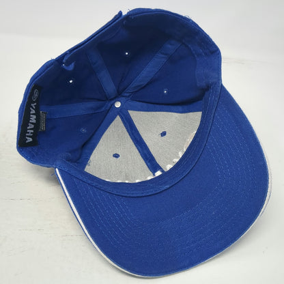 Yamaha Baseball Cap Blue One Size Strapback Embroidered Logo White Piping Hat