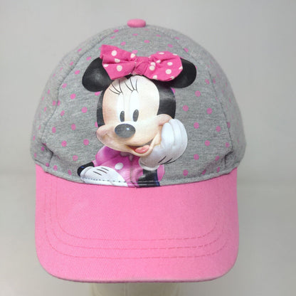 Disney Girl's Strapback Hat Gray Pink Size OSFM Graphic Minnie Mouse Logo Cotton