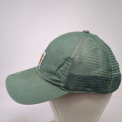 Carhartt Trucker Hat Green One Size Mesh Snapback Logo Patch Workwear Cotton