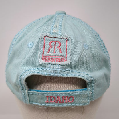 Robin Ruth Idaho Blue Baseball Cap One Size Bear Patch Distressed Strapback Hat