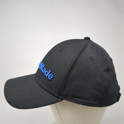 TaylorMade Strapback Golf Hat Black OS Adjustable Embroidered 6 Panel Polyester