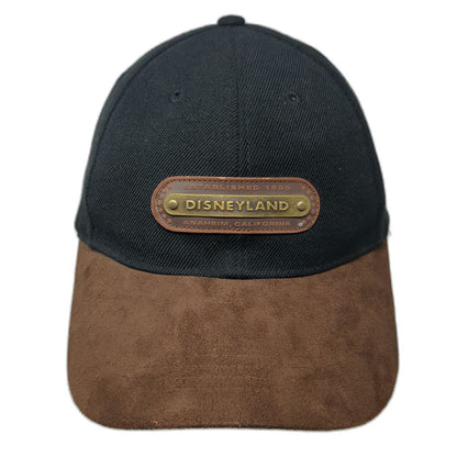 Disneyland Resort Baseball Cap Black One Size Brown Suede Brim Metal Plate Hat