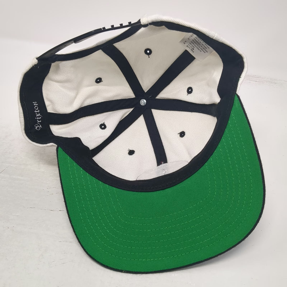 Brixton Snapback Hat White Black Red Patch Green Underbrim One Size Acrylic Wool