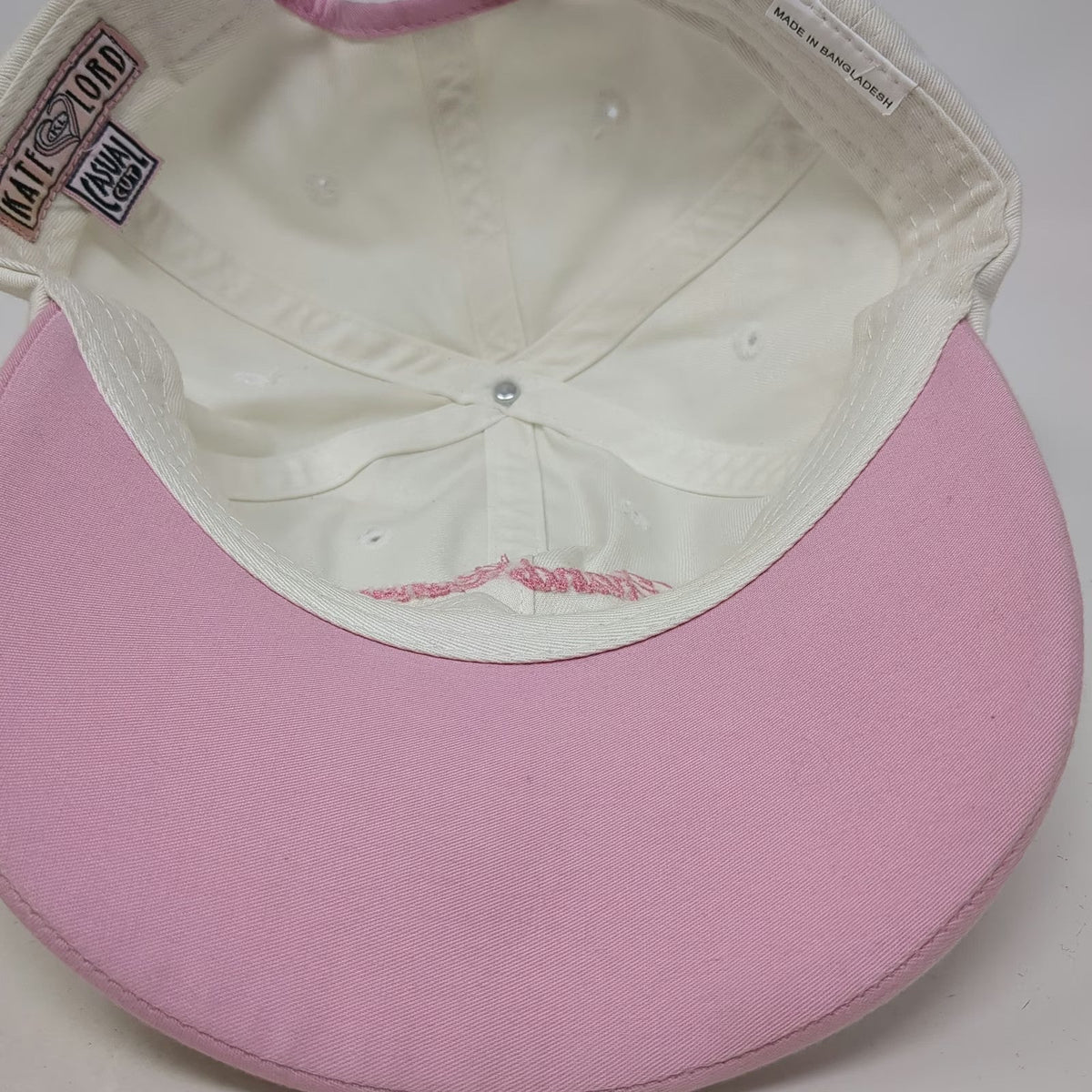 Kate Lord Baseball Cap White One Size Grand Canyon Pink Heart Trim Slideback Hat
