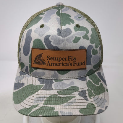 Richardson 112 Trucker Hat Green Camo One Size Mesh Back Snapback Leather Patch