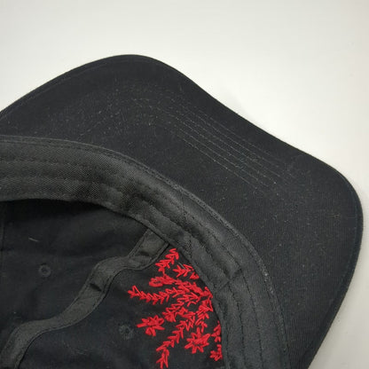 Sports Baseball Cap Black Red One Size Floral Embroidery Cotton Slideback Hat