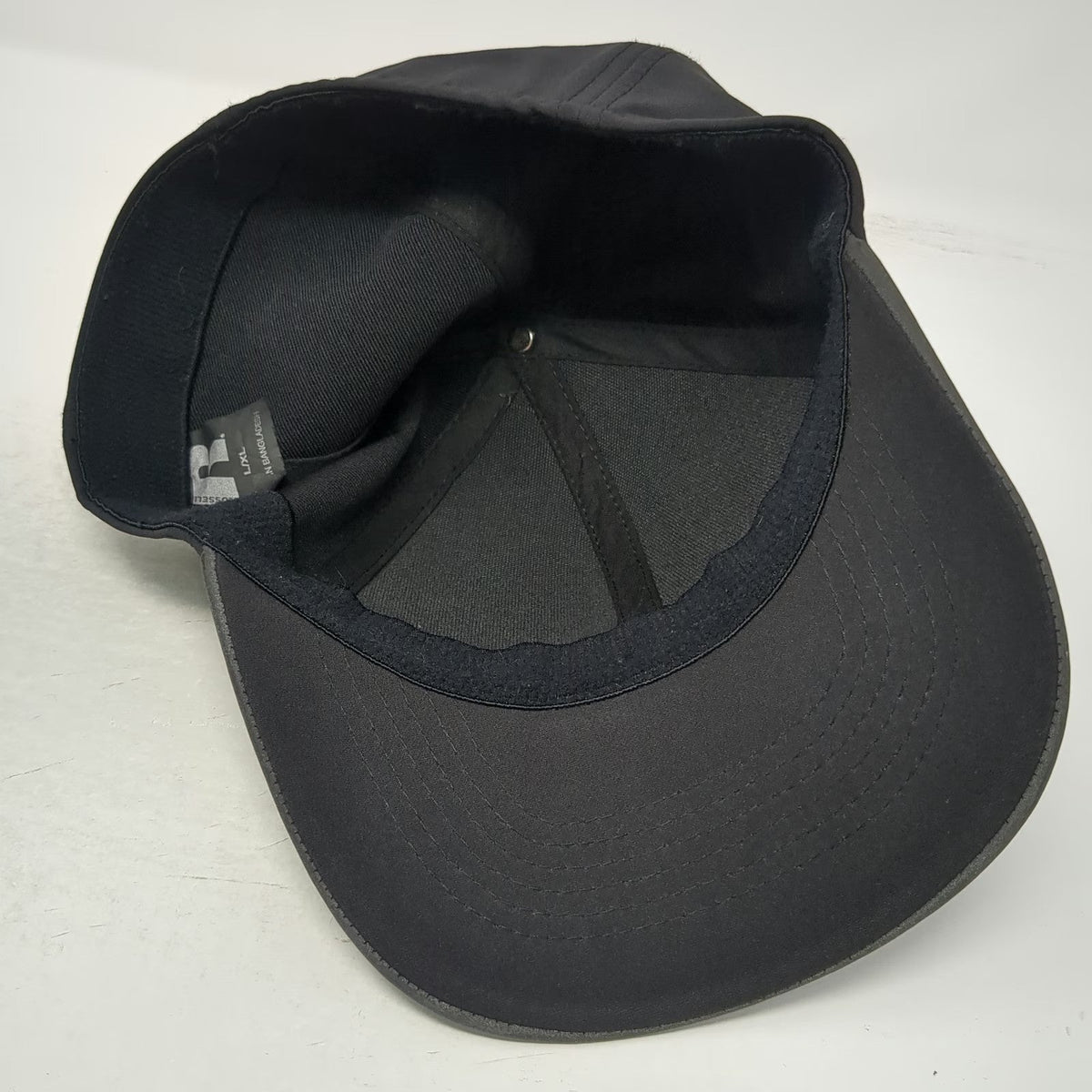 Russell Baseball Cap Black XL Stretch Fit Performance Athletic Heat Transfer Hat