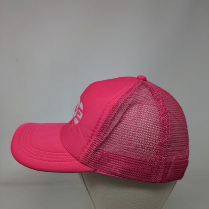 Move Athletics Snapback Mesh Back Trucker Hat Pink One Size Embroidered