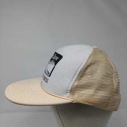 Siuslaw Mo's Florence Oregon Snapback Trucker Hat Tan OSFA Mesh Back Nissin Cap