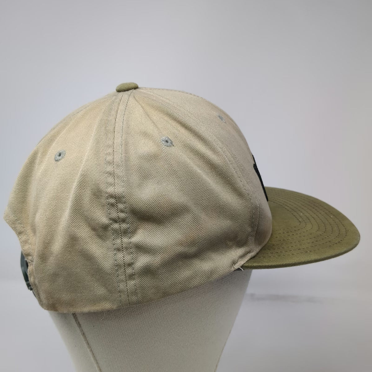 Vans Snapback Hat Beige Green One Size Flat Brim Contrast Bill Logo Cotton