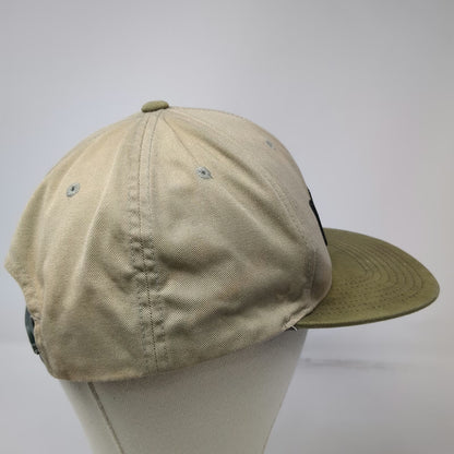 Vans Snapback Hat Beige Green One Size Flat Brim Contrast Bill Logo Cotton