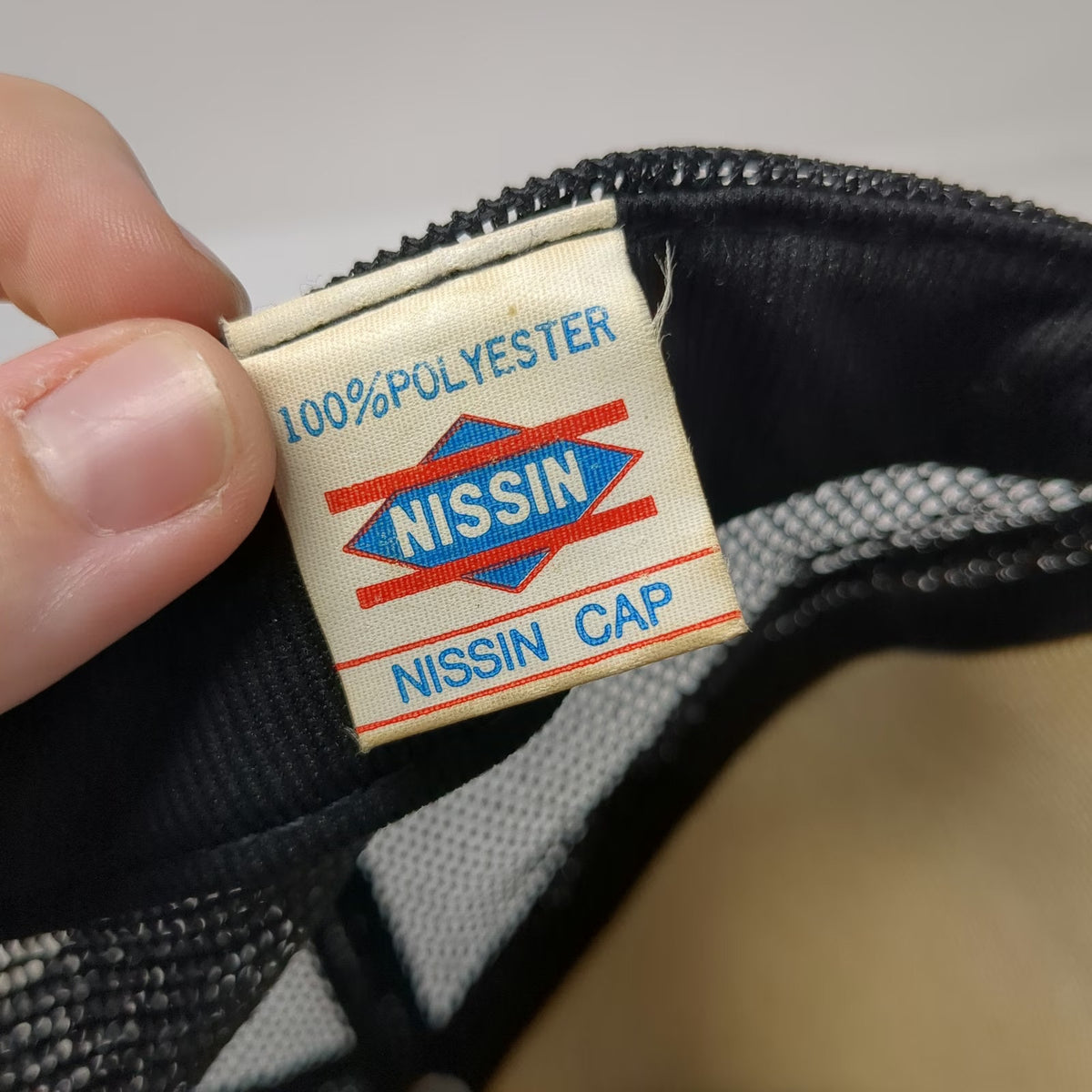 Nissin Trucker Hat Black White OS Fog Mesh Snapback Rope Foam Script Logo