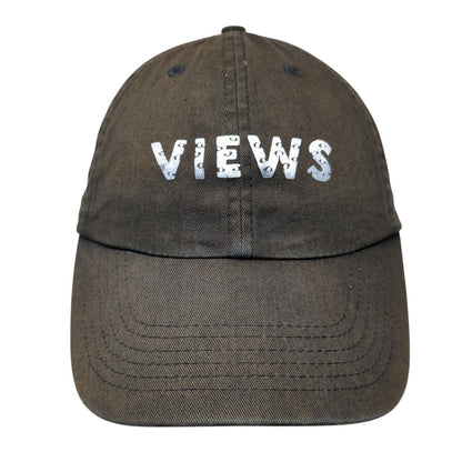 Views Slideback Hat Black One Size Adjustable Solid 6 Panel Vent Holes