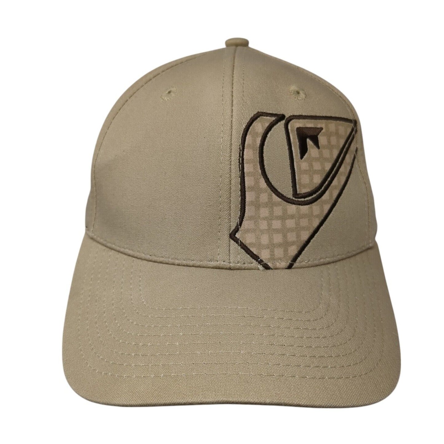 Quiksilver Fitted Hat Tan One Size Lightweight Embroidered Vented Holes 6 Panel