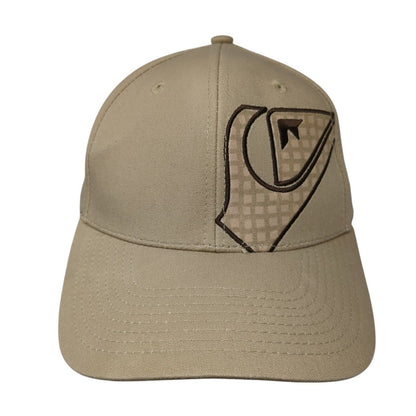 Quiksilver Fitted Hat Tan One Size Lightweight Embroidered Vented Holes 6 Panel