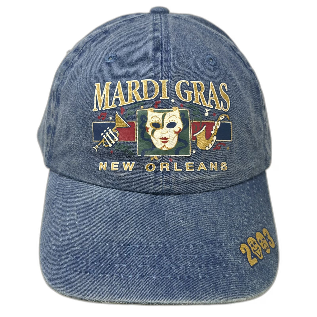 Cobra Baseball Cap Blue Mardi Gras New Orleans 2003 Jester Mask Denim Hat