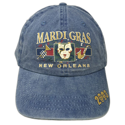 Cobra Baseball Cap Blue Mardi Gras New Orleans 2003 Jester Mask Denim Hat