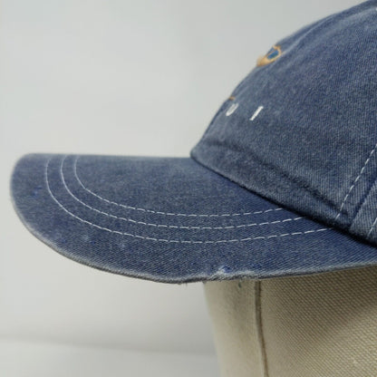 MAUI Slideback Hat Blue OSFA Adjustable Embroidered Vented Holes 6 Panel Cotton