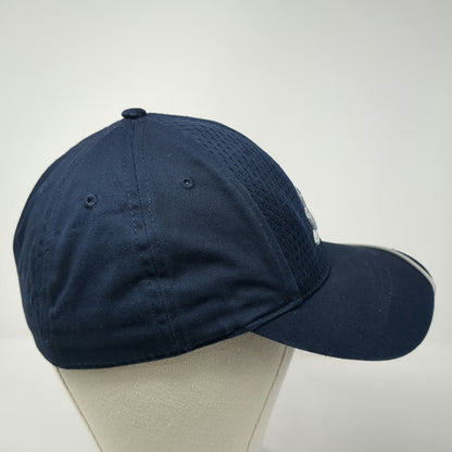 Adidas Baseball Cap Blue White 7 1/4 Fitted Hat Mesh Logo Curved Brim Piping
