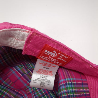 Puma Fitted Flat Cap Newsboy Pink One Size Plaid Embroidered Logo