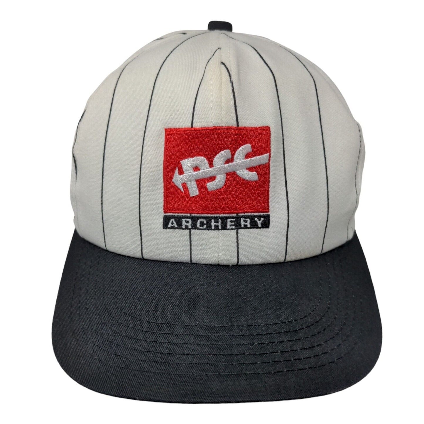 PSC Archery Men's Snapback Hat White Striped Adjustable Embroidered Logo