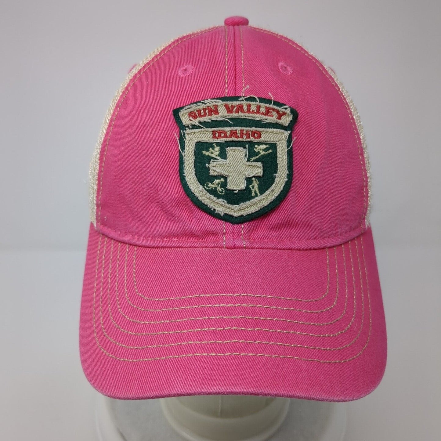 Sun Valley Idaho Snapback Trucker Hat Pink One Size Adjustable Mesh Back Legacy