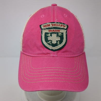Sun Valley Idaho Snapback Trucker Hat Pink One Size Adjustable Mesh Back Legacy