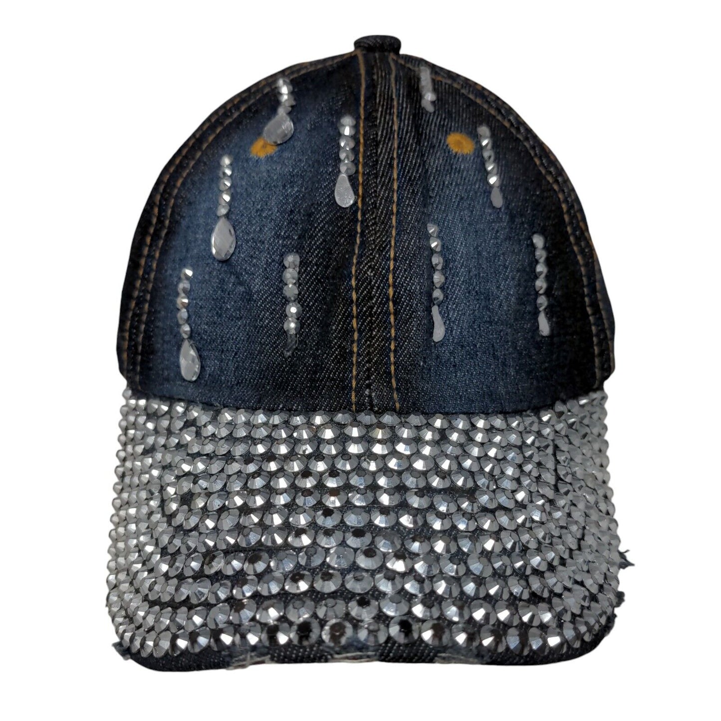 Unbranded Studded Strapback Hat Blue One Size Denim Adjustable 6 Panel