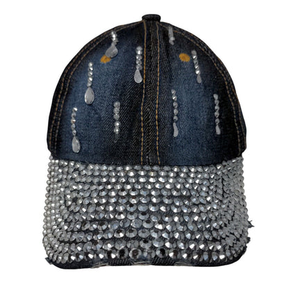 Unbranded Studded Strapback Hat Blue One Size Denim Adjustable 6 Panel
