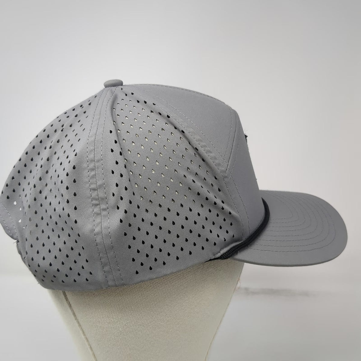 Six Hats Trucker Hat Gray OSFM Laser Perforated Snapback Rope Brim Performance