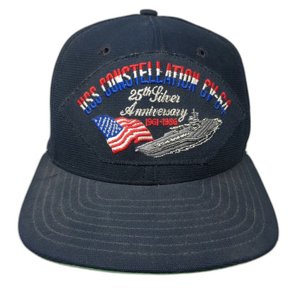 New Era Snapback Blue M Hat US Navy USS Constellation CV-64 25th Anniversary