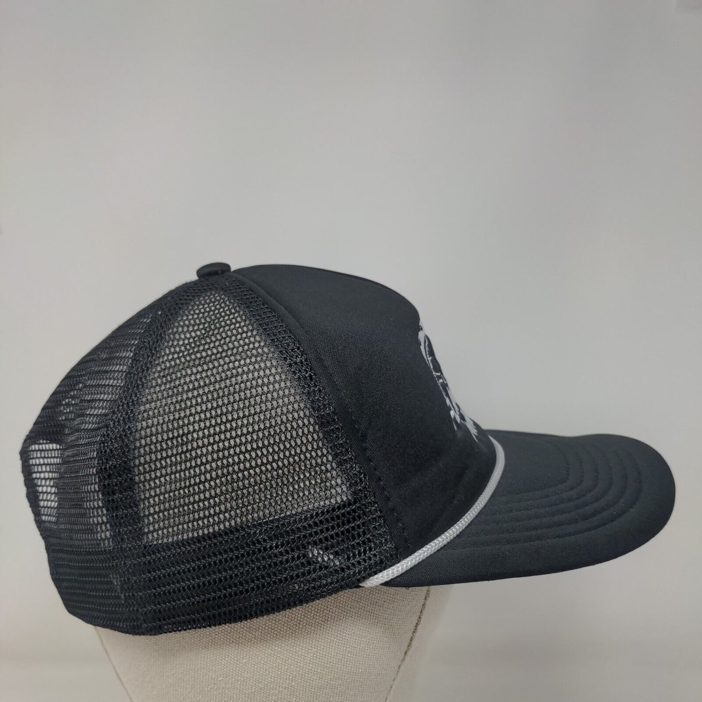 Flawless Whipz Snapback Rope Trucker Hat Black One Size Mesh Back