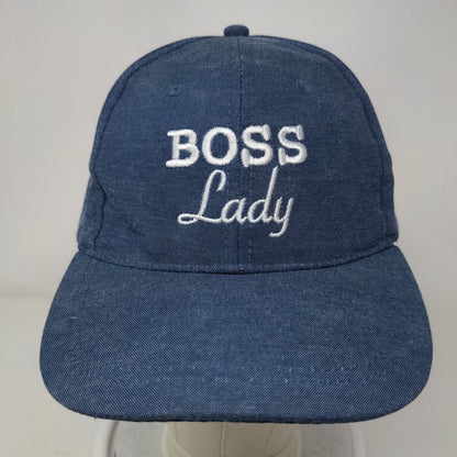 Boss Lady Snapback Hat Blue OSFM Adjustable Embroidered Vented Holes 6 Panel