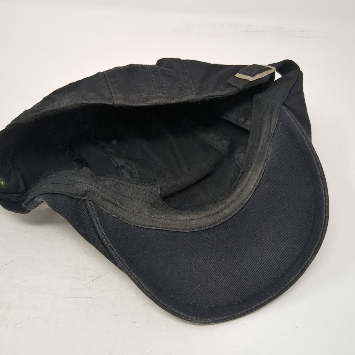Newsboy Cap Black One Size Side Adjusters Textured Herringbone Flat Driving Hat
