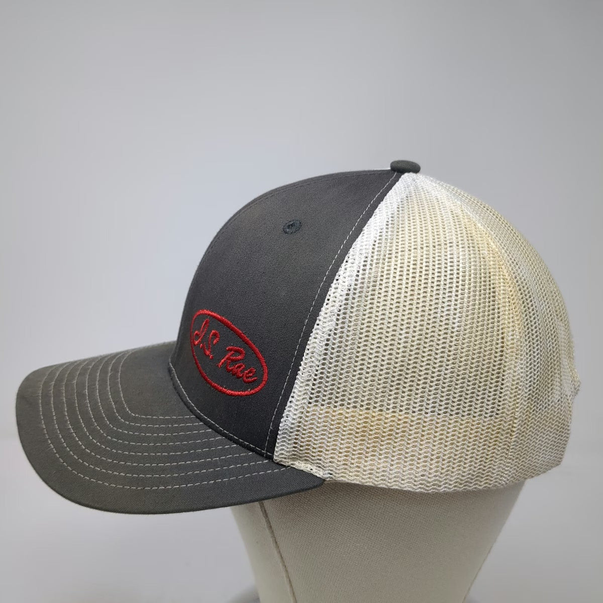 Richardson Trucker Hat Gray One Size Mesh Back Snapback JS Rae Embroidered Logo
