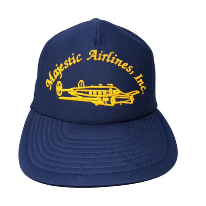 Majestic Airlines Inc Snapback Trucker Hat Blue One Size Mesh Back